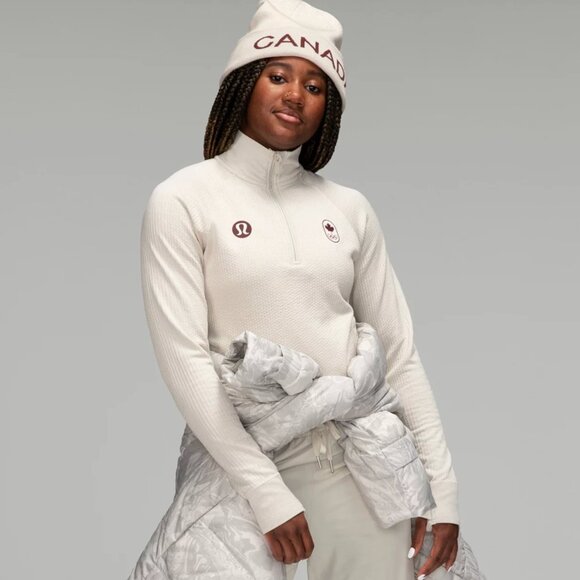 Lululemon Team Canada Olympic Edition Engineered Warmth Half Zip Natural Ivory 8 - Picture 3 of 6